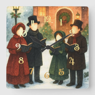 Horloge Carrée Illustration de livre d'histoire Caroleurs de Noël