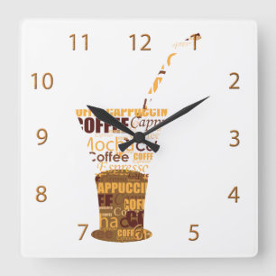 Horloge Carrée Illustration moderne du café