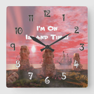 Horloge Carrée I'm On Island Sunset Square Wall Clock