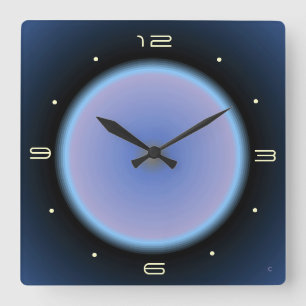 Horloge Carrée Image Lune Rose/Mauve/Bleu >Horloge Cuisine