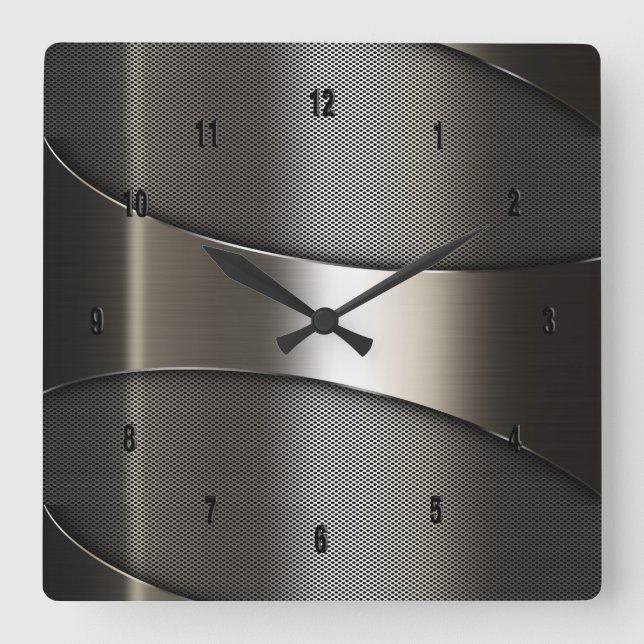 Horloge Carrée Image of Shiny Metallic Modern Geometric Design (Recto)