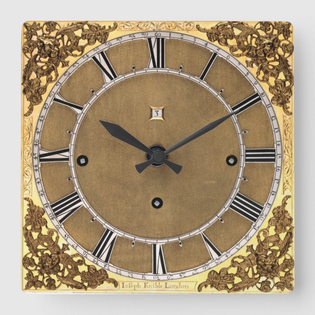 Horloge Carrée Impression de l'antique 1685 Joseph Knibb (Recto)