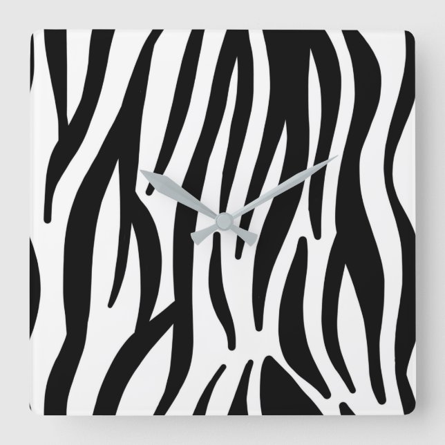 Horloge Carrée imprimé zèbre noir blanc (Recto)