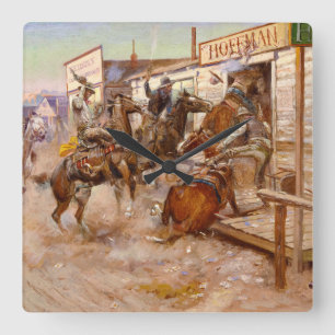 Horloge Carrée In Without Knocking, 1909 par Charles M Russell