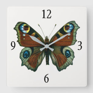 Horloge Carrée Inachis io - The European Peacock Butterfly