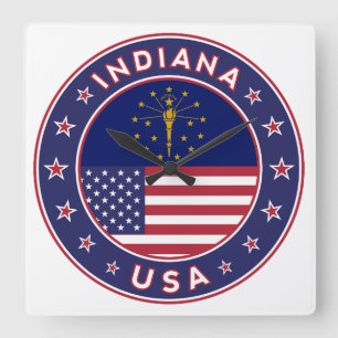 Horloge Carrée Indiana, Indiana t-shirt, Indiana sticker,