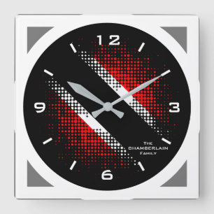 Horloge Carrée Indicateur Motif numérique géométrique de Trini