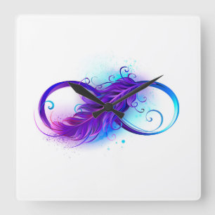 Horloge Carrée Infinity with Purple Feather