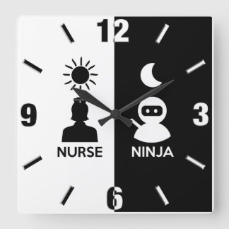 Horloge Carrée Infirmière Le Jour Ninja La Nuit