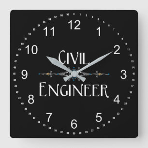 Horloge Carrée Ingénieur civil ligne décorative