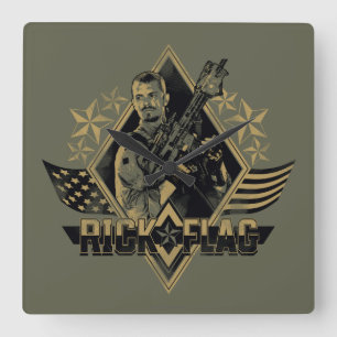 Horloge Carrée Insigne de drapeau du peloton   Rick de suicide