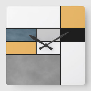 Horloge Carrée Inspiration mondrienne