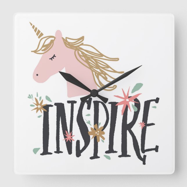Horloge Carrée Inspirer | Gold Mane Unicorn (Recto)