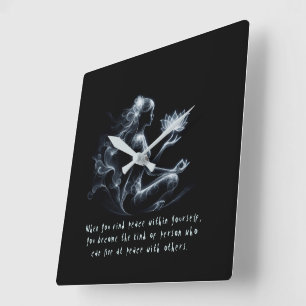 Horloge Carrée Instructeur de Yoga Méditation Lotus Pose Lumineus