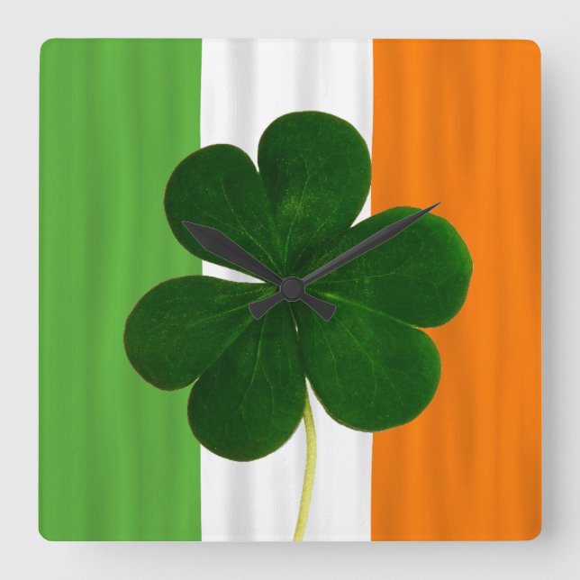Horloge Carrée Ireland Shamrock Clover (Recto)