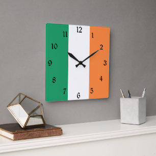 Horloge Carrée Irlande National Flag, standard irlandais, bannièr