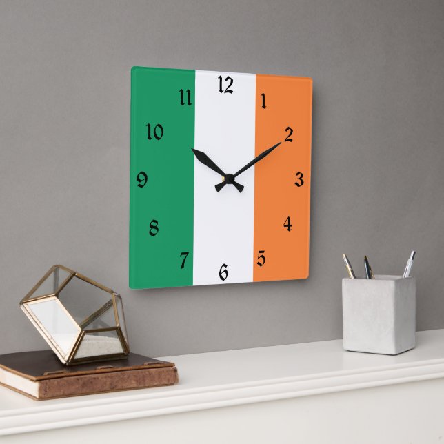 Horloge Carrée Irlande National Flag, standard irlandais, bannièr (Bureau)