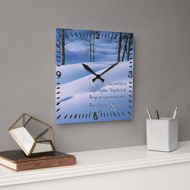 Horloge Carrée Isaïe 1:18 Inspirationnel (Bureau)