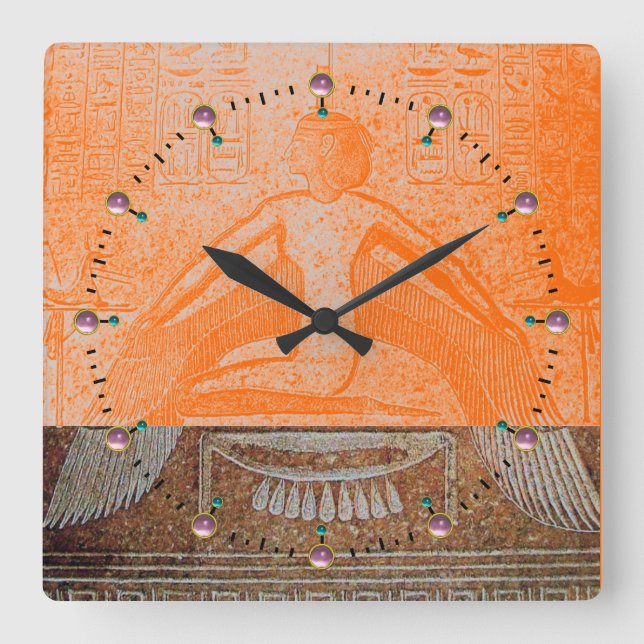 Horloge Carrée ISIS, Sepia Orange Brown antique (Recto)