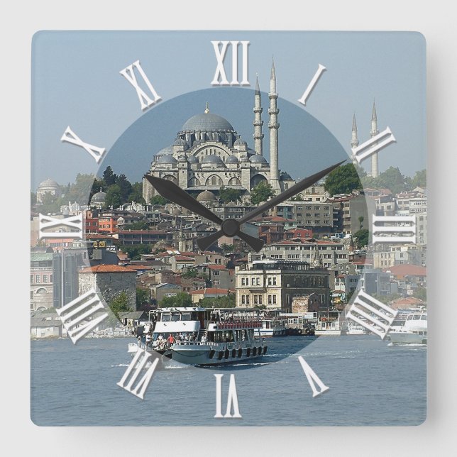 Horloge Carrée Istanbul, Sultan Ahmed, bateaux, Turquie (Recto)