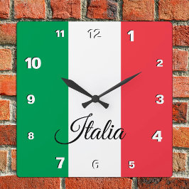 Horloge Carrée Italie Horloge, maison patriotique, drapeau italie