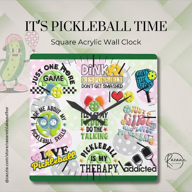 Horloge Carrée It's Pickleball Time Square Wall Clock (Créateur téléchargé)