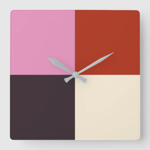Horloge Carrée Ivoire d'aubergine rose rouge