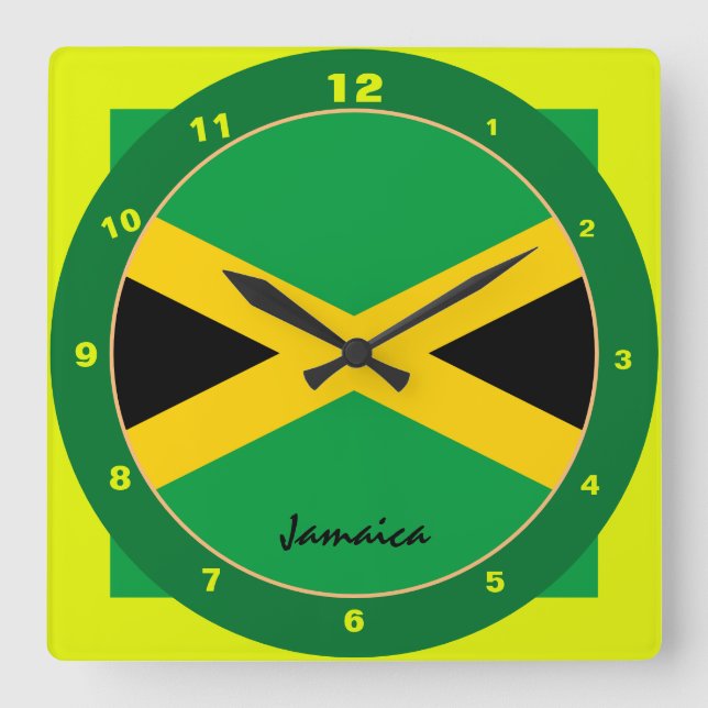 Horloge Carrée Jamaican Flag & Jamaïque tendance mode / design (Recto)