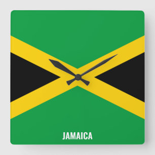 Horloge Carrée Jamaïque Drapeau éblouissant patriotique