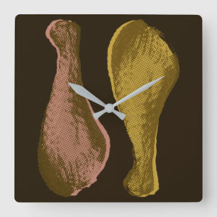 Horloge Carrée Jambes de poulet frit
