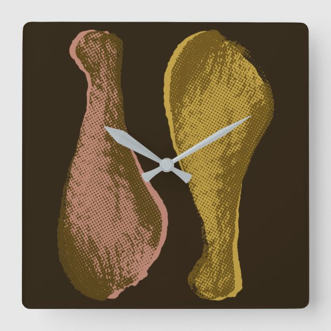 Horloge Carrée Jambes de poulet frites (Recto)