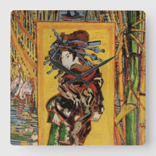 Horloge Carrée Japonais Courtesan Oiran par Vincent van Gogh