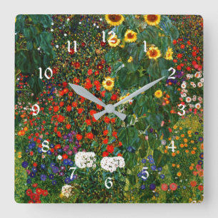 Horloge Carrée Jardin agricole avec tournesols, peinture colorée