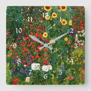 Horloge Carrée Jardin de ferme avec tournesols, peinture célèbre