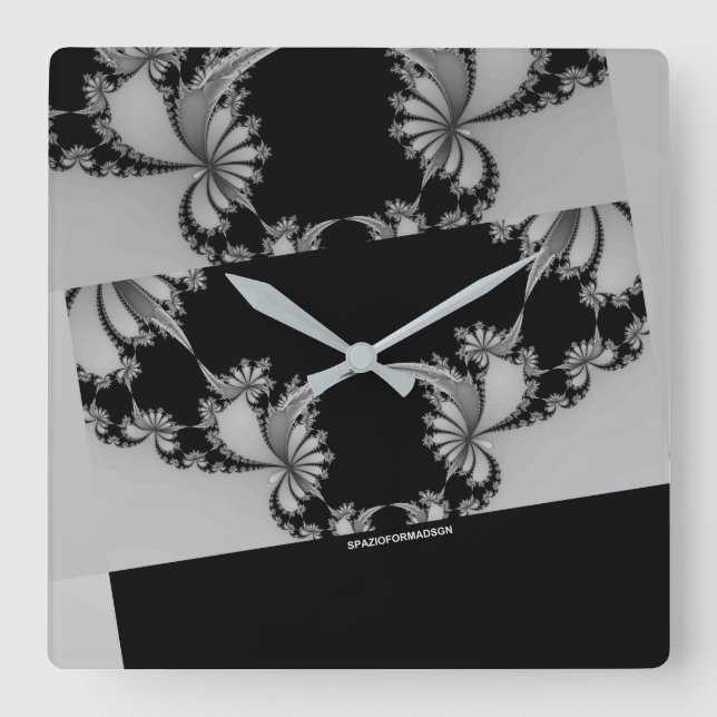 Horloge Carrée Jardin fragile gris (Recto)