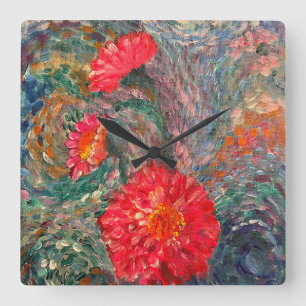 Horloge Carrée Jardin impressionniste