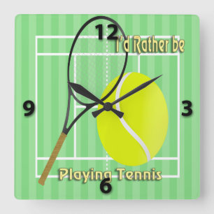 Horloge Carrée Je jouerais plutôt l'horloge murale de tennis