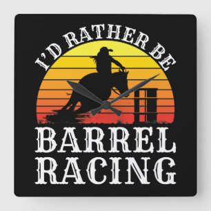 Horloge Carrée Je préfère être Barrel Racing Retro Cowgirl Rodeo 