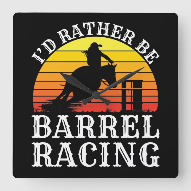 Horloge Carrée Je préfère être Barrel Racing Retro Cowgirl Rodeo  (Recto)