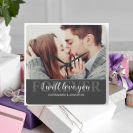 Horloge Carrée Je T'Aimerai Pour Jamais Couple Romantique