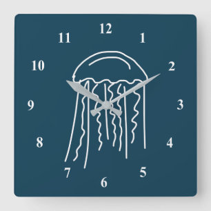 Horloge Carrée Jellis marine vie aquatique moderne