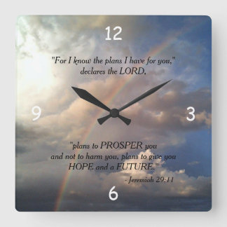 Horloge Carrée Jeremiah 29:11 cadenas arc-en-ciel