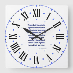 Horloge Carrée Jérémie 31:13 KJV Bible Verse Numéros romains