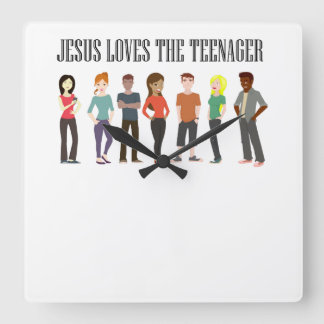 HORLOGE CARRÉE JÉSUS AIME L'HORLOGE ADOLESCENTE