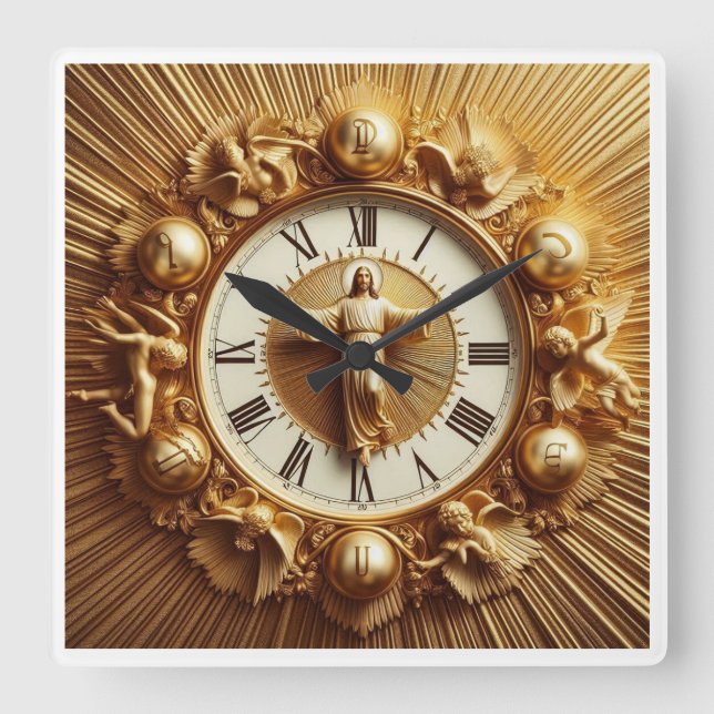 Horloge Carrée Jésus Christ (Recto)