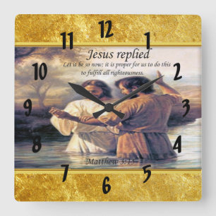 Horloge Carrée Jésus Christ Baptême image un
