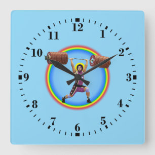 Horloge Carrée Jésus-Christ faisant le Clean and Jerk