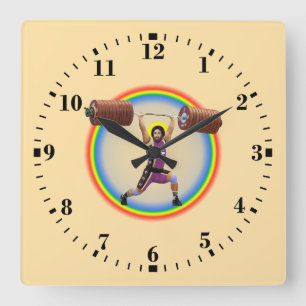 Horloge Carrée Jésus-Christ faisant le Clean and Jerk