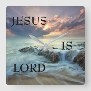 Horloge Carrée Jésus Est Seigneur (Horloge Mur Acrylique)