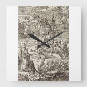 Horloge Carrée Jésus marchant sur l'eau